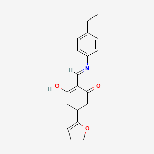 2-{[(4-ethylphenyl)amino]methylene}-5-(2-furyl)-1,3-cyclohexanedione