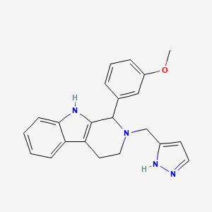 molecular formula C22H22N4O B6127552 1-(3-methoxyphenyl)-2-(1H-pyrazol-3-ylmethyl)-2,3,4,9-tetrahydro-1H-beta-carboline 