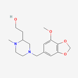 molecular formula C16H24N2O4 B6127555 2-{4-[(7-methoxy-1,3-benzodioxol-5-yl)methyl]-1-methyl-2-piperazinyl}ethanol 