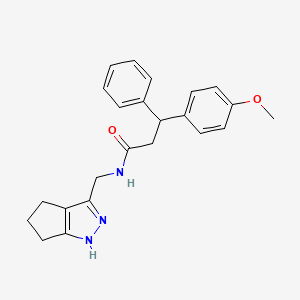 3-(4-methoxyphenyl)-3-phenyl-N-(1,4,5,6-tetrahydrocyclopenta[c]pyrazol-3-ylmethyl)propanamide