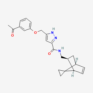 5-[(3-acetylphenoxy)methyl]-N-[(1R*,2S*,4S*)-spiro[bicyclo[2.2.1]heptane-7,1'-cyclopropane]-5-en-2-ylmethyl]-1H-pyrazole-3-carboxamide