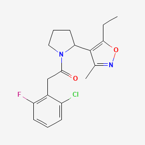 molecular formula C18H20ClFN2O2 B6127611 4-{1-[(2-chloro-6-fluorophenyl)acetyl]-2-pyrrolidinyl}-5-ethyl-3-methylisoxazole 