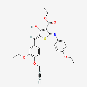 molecular formula C27H27NO6S B6127619 ethyl 2-[(4-ethoxyphenyl)amino]-5-[3-ethoxy-4-(2-propyn-1-yloxy)benzylidene]-4-oxo-4,5-dihydro-3-thiophenecarboxylate 