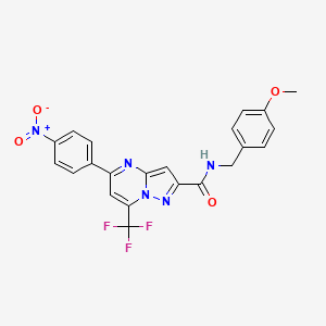 molecular formula C22H16F3N5O4 B6127628 N-(4-methoxybenzyl)-5-(4-nitrophenyl)-7-(trifluoromethyl)pyrazolo[1,5-a]pyrimidine-2-carboxamide CAS No. 5841-69-0