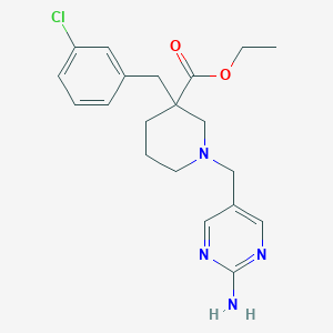 molecular formula C20H25ClN4O2 B6127654 ethyl 1-[(2-amino-5-pyrimidinyl)methyl]-3-(3-chlorobenzyl)-3-piperidinecarboxylate 