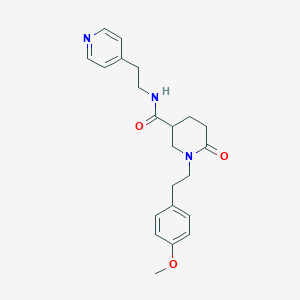 molecular formula C22H27N3O3 B6127682 1-[2-(4-methoxyphenyl)ethyl]-6-oxo-N-[2-(4-pyridinyl)ethyl]-3-piperidinecarboxamide 