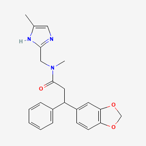 molecular formula C22H23N3O3 B6127740 3-(1,3-benzodioxol-5-yl)-N-methyl-N-[(4-methyl-1H-imidazol-2-yl)methyl]-3-phenylpropanamide 