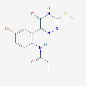 molecular formula C13H13BrN4O2S B6127833 N-{4-bromo-2-[5-hydroxy-3-(methylthio)-1,2,4-triazin-6-yl]phenyl}propanamide 