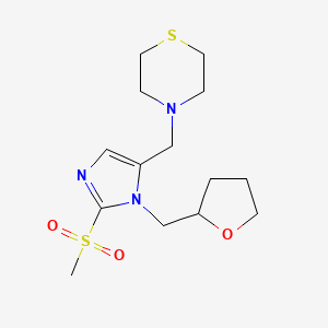 molecular formula C14H23N3O3S2 B6127838 4-{[2-(methylsulfonyl)-1-(tetrahydro-2-furanylmethyl)-1H-imidazol-5-yl]methyl}thiomorpholine 