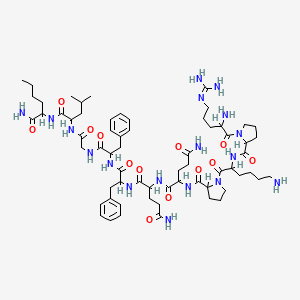 2-[[1-[6-amino-2-[[1-[2-amino-5-(diaminomethylideneamino)pentanoyl]pyrrolidine-2-carbonyl]amino]hexanoyl]pyrrolidine-2-carbonyl]amino]-N-[5-amino-1-[[1-[[1-[[2-[[1-[(1-amino-1-oxohexan-2-yl)amino]-4-methyl-1-oxopentan-2-yl]amino]-2-oxoethyl]amino]-1-oxo-3-phenylpropan-2-yl]amino]-1-oxo-3-phenylpropan-2-yl]amino]-1,5-dioxopentan-2-yl]pentanediamide