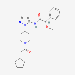 molecular formula C24H32N4O3 B6127923 N-{1-[1-(cyclopentylacetyl)-4-piperidinyl]-1H-pyrazol-5-yl}-2-methoxy-2-phenylacetamide 