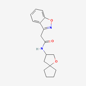 molecular formula C17H20N2O3 B6127940 2-(1,2-benzisoxazol-3-yl)-N-1-oxaspiro[4.4]non-3-ylacetamide 