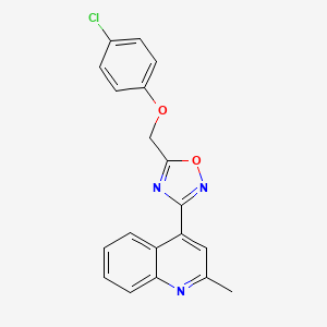 molecular formula C19H14ClN3O2 B6127979 4-{5-[(4-chlorophenoxy)methyl]-1,2,4-oxadiazol-3-yl}-2-methylquinoline 