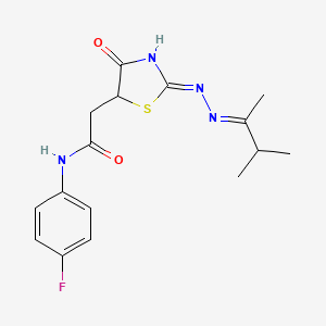 molecular formula C16H19FN4O2S B6128017 2-{2-[(1,2-dimethylpropylidene)hydrazono]-4-hydroxy-2,5-dihydro-1,3-thiazol-5-yl}-N-(4-fluorophenyl)acetamide 