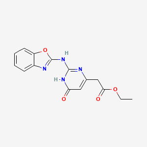 molecular formula C15H14N4O4 B6128072 ethyl [2-(1,3-benzoxazol-2-ylamino)-6-oxo-3,6-dihydro-4-pyrimidinyl]acetate 