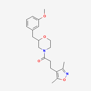 molecular formula C20H26N2O4 B6128108 4-[3-(3,5-dimethyl-4-isoxazolyl)propanoyl]-2-(3-methoxybenzyl)morpholine 