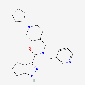 molecular formula C24H33N5O B6128114 N-[(1-cyclopentyl-4-piperidinyl)methyl]-N-(3-pyridinylmethyl)-1,4,5,6-tetrahydrocyclopenta[c]pyrazole-3-carboxamide 