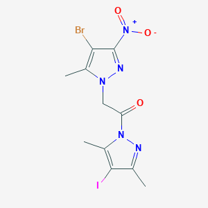 molecular formula C11H11BrIN5O3 B6128125 4-bromo-1-[2-(4-iodo-3,5-dimethyl-1H-pyrazol-1-yl)-2-oxoethyl]-5-methyl-3-nitro-1H-pyrazole 