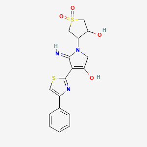 molecular formula C17H17N3O4S2 B6128137 5-amino-1-(4-hydroxy-1,1-dioxidotetrahydro-3-thienyl)-4-(4-phenyl-1,3-thiazol-2-yl)-1,2-dihydro-3H-pyrrol-3-one 