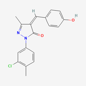 molecular formula C18H15ClN2O2 B6128191 2-(3-chloro-4-methylphenyl)-4-(4-hydroxybenzylidene)-5-methyl-2,4-dihydro-3H-pyrazol-3-one 