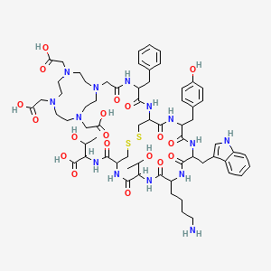 molecular formula C73H106N14O27S2 B612823 2-[[10-(4-Aminobutyl)-7-(1-Hydroxyethyl)-16-[(4-Hydroxyphenyl)methyl]-13-(1H-Indol-3-ylmethyl)-6,9,12,15,18-Pentaoxo-19-[[3-Phenyl-2-[[2-[4,7,10-Tris(carboxymethyl)-1,4,7,10-Tetrazacyclododec-1-yl]acetyl]amino]propanoyl]amino]-1,2-Dithia-5,8,11,14,17-Pentazacycloicosane-4-carbonyl]amino]-3-Hydroxybutansäure CAS No. 177943-89-4