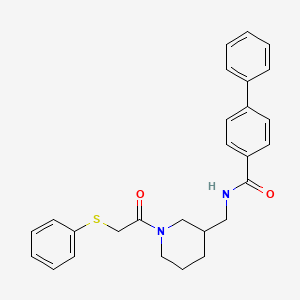 molecular formula C27H28N2O2S B6128243 N-({1-[2-(phenylthio)acetyl]-3-piperidinyl}methyl)-4-biphenylcarboxamide 