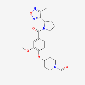 molecular formula C22H28N4O5 B6128244 1-acetyl-4-(2-methoxy-4-{[2-(4-methyl-1,2,5-oxadiazol-3-yl)-1-pyrrolidinyl]carbonyl}phenoxy)piperidine 