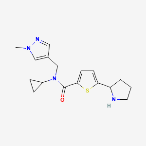 molecular formula C17H22N4OS B6128269 N-cyclopropyl-N-[(1-methyl-1H-pyrazol-4-yl)methyl]-5-(2-pyrrolidinyl)-2-thiophenecarboxamide trifluoroacetate 