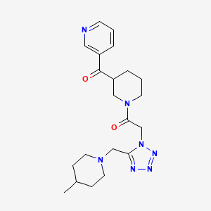 molecular formula C21H29N7O2 B6128285 [1-({5-[(4-methyl-1-piperidinyl)methyl]-1H-tetrazol-1-yl}acetyl)-3-piperidinyl](3-pyridinyl)methanone 
