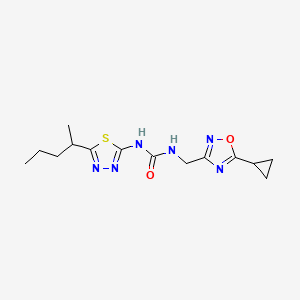 molecular formula C14H20N6O2S B6128369 N-[(5-cyclopropyl-1,2,4-oxadiazol-3-yl)methyl]-N'-[5-(1-methylbutyl)-1,3,4-thiadiazol-2-yl]urea 