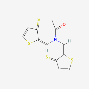 molecular formula C12H9NOS4 B6128414 N,N-bis[(3-thioxo-2(3H)-thienylidene)methyl]acetamide 