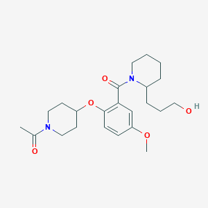 molecular formula C23H34N2O5 B6128418 3-(1-{2-[(1-acetyl-4-piperidinyl)oxy]-5-methoxybenzoyl}-2-piperidinyl)-1-propanol 