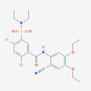 molecular formula C22H25Cl2N3O5S B6128422 2,4-dichloro-N-(2-cyano-4,5-diethoxyphenyl)-5-[(diethylamino)sulfonyl]benzamide 