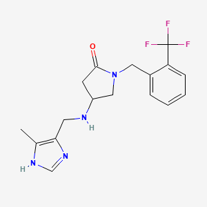 molecular formula C17H19F3N4O B6128438 4-{[(4-methyl-1H-imidazol-5-yl)methyl]amino}-1-[2-(trifluoromethyl)benzyl]-2-pyrrolidinone 