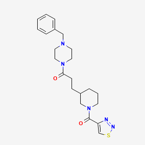 molecular formula C22H29N5O2S B6128465 1-benzyl-4-{3-[1-(1,2,3-thiadiazol-4-ylcarbonyl)-3-piperidinyl]propanoyl}piperazine 
