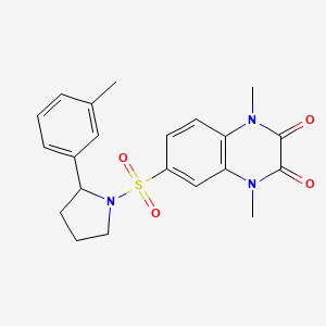 1,4-dimethyl-6-{[2-(3-methylphenyl)-1-pyrrolidinyl]sulfonyl}-1,4-dihydro-2,3-quinoxalinedione