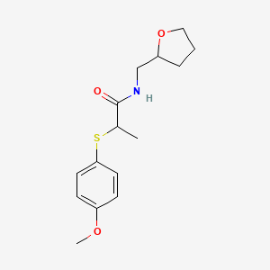 molecular formula C15H21NO3S B6128489 2-[(4-methoxyphenyl)thio]-N-(tetrahydro-2-furanylmethyl)propanamide 