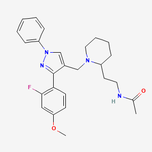 N-[2-(1-{[3-(2-fluoro-4-methoxyphenyl)-1-phenyl-1H-pyrazol-4-yl]methyl}-2-piperidinyl)ethyl]acetamide