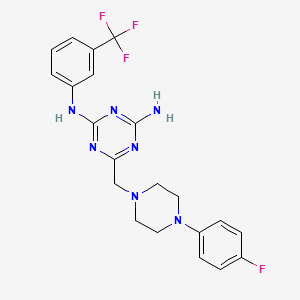 molecular formula C21H21F4N7 B6128521 6-{[4-(4-fluorophenyl)-1-piperazinyl]methyl}-N-[3-(trifluoromethyl)phenyl]-1,3,5-triazine-2,4-diamine 