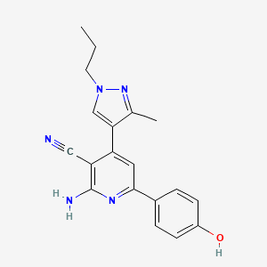 molecular formula C19H19N5O B6128529 2-amino-6-(4-hydroxyphenyl)-4-(3-methyl-1-propyl-1H-pyrazol-4-yl)nicotinonitrile 