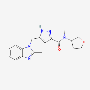 molecular formula C18H21N5O2 B6128555 N-methyl-5-[(2-methyl-1H-benzimidazol-1-yl)methyl]-N-(tetrahydro-3-furanyl)-1H-pyrazole-3-carboxamide 