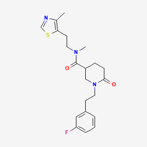 molecular formula C21H26FN3O2S B6128562 1-[2-(3-fluorophenyl)ethyl]-N-methyl-N-[2-(4-methyl-1,3-thiazol-5-yl)ethyl]-6-oxo-3-piperidinecarboxamide 