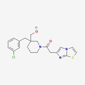 molecular formula C20H22ClN3O2S B6128587 [3-(3-chlorobenzyl)-1-(imidazo[2,1-b][1,3]thiazol-6-ylacetyl)-3-piperidinyl]methanol 