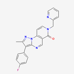molecular formula C22H16FN5O B6128688 3-(4-fluorophenyl)-2-methyl-7-(2-pyridinylmethyl)pyrazolo[1,5-a]pyrido[3,4-e]pyrimidin-6(7H)-one 