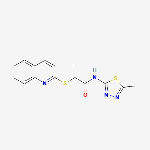 molecular formula C15H14N4OS2 B6128714 N-(5-methyl-1,3,4-thiadiazol-2-yl)-2-(2-quinolinylthio)propanamide 