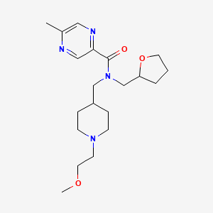 molecular formula C20H32N4O3 B6128733 N-{[1-(2-methoxyethyl)-4-piperidinyl]methyl}-5-methyl-N-(tetrahydro-2-furanylmethyl)-2-pyrazinecarboxamide 