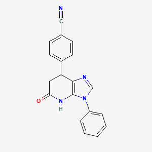 molecular formula C19H14N4O B6128743 4-(5-oxo-3-phenyl-4,5,6,7-tetrahydro-3H-imidazo[4,5-b]pyridin-7-yl)benzonitrile 