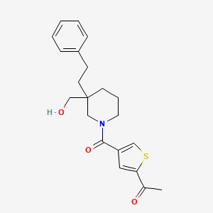 molecular formula C21H25NO3S B6128748 1-(4-{[3-(hydroxymethyl)-3-(2-phenylethyl)-1-piperidinyl]carbonyl}-2-thienyl)ethanone 