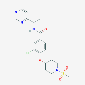 molecular formula C19H23ClN4O4S B6128779 3-chloro-4-{[1-(methylsulfonyl)-4-piperidinyl]oxy}-N-[1-(4-pyrimidinyl)ethyl]benzamide 