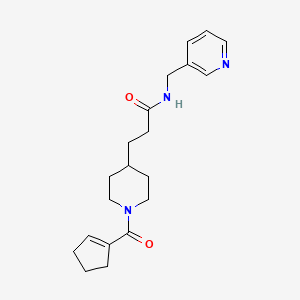 molecular formula C20H27N3O2 B6128783 3-[1-(1-cyclopenten-1-ylcarbonyl)-4-piperidinyl]-N-(3-pyridinylmethyl)propanamide 